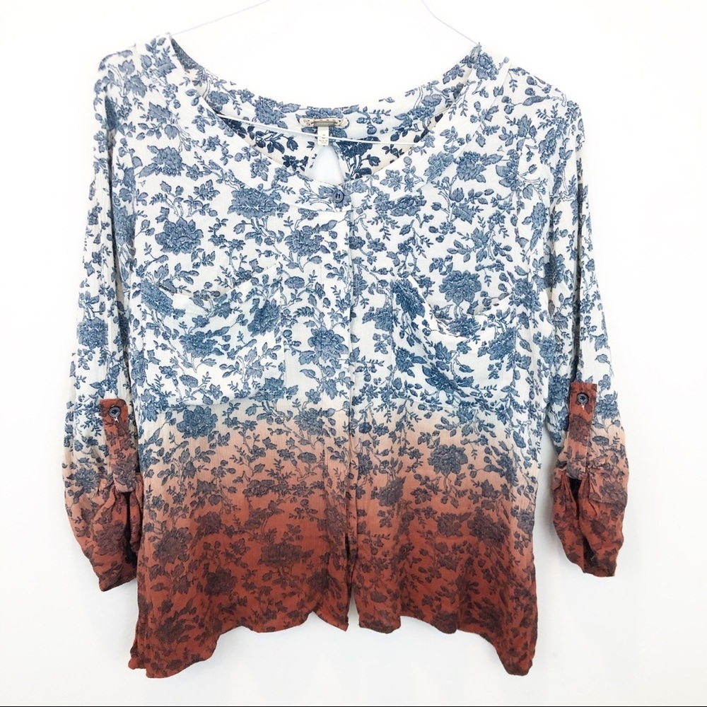 Buckle Gimmicks Boho Floral Ombre’ Blouse